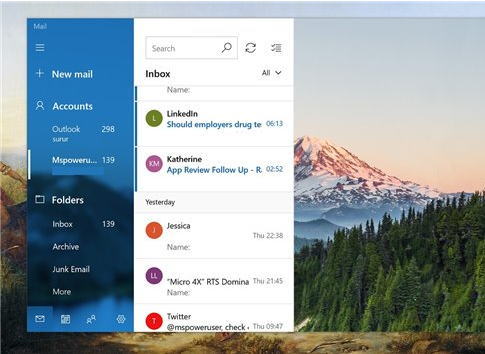 郵件和日歷Windows 10 UWP預覽更新